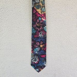 Vintage Etienne Aigner Mens Necktie Multicolor Floral Artsy‎ Formal 56" Neck Tie